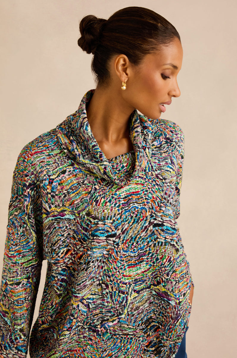 Patchwork Fields Jersey Top – Sahara