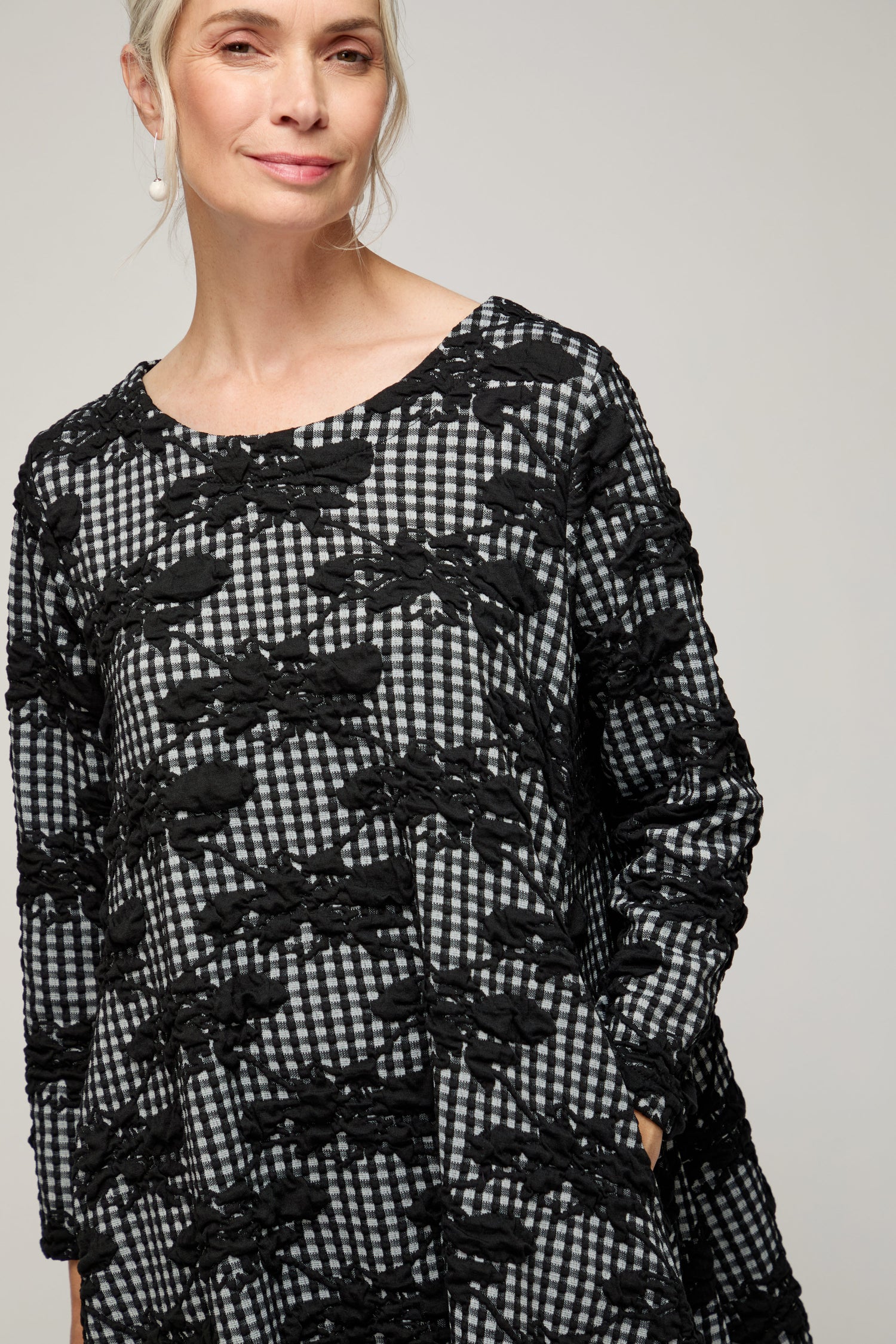 Gingham Flower Jersey Dress