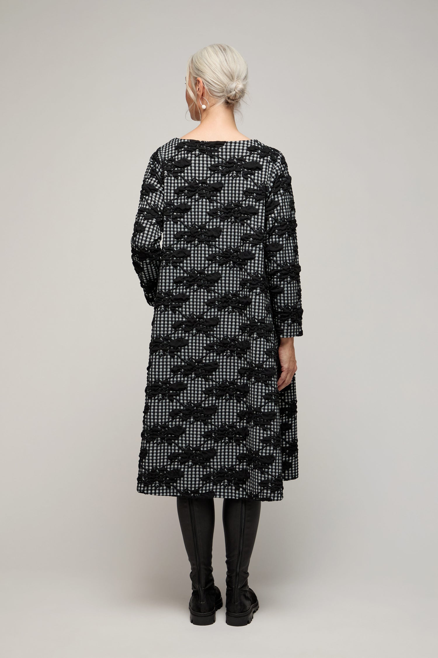 Gingham Flower Jersey Dress