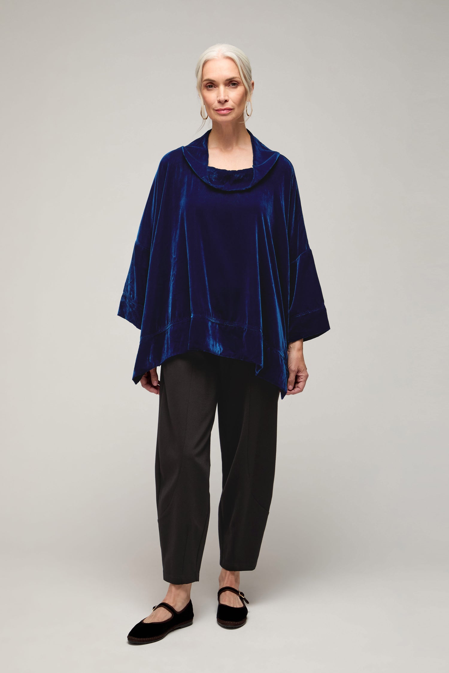 Button Detail Boxy Velvet Top