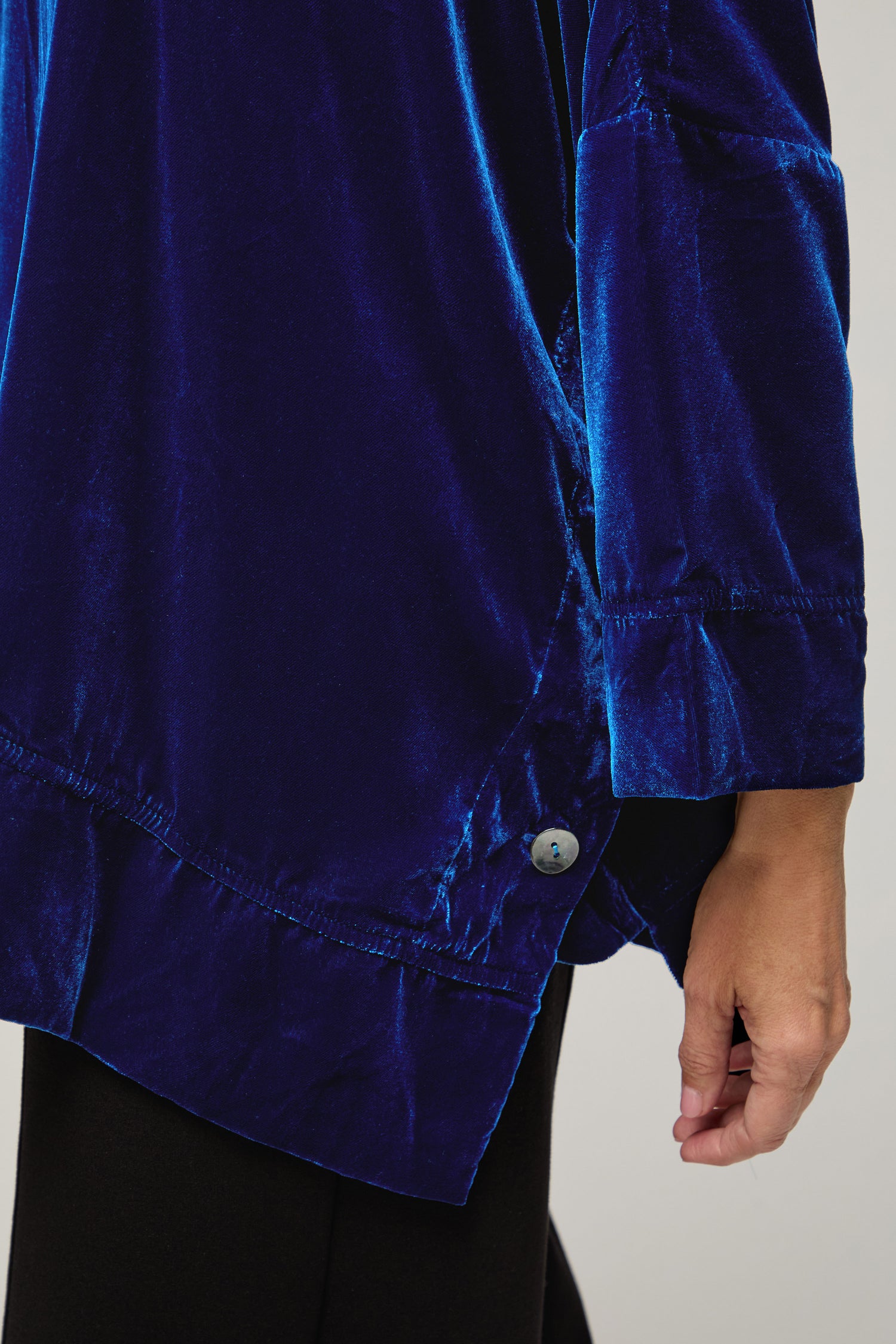 Button Detail Boxy Velvet Top