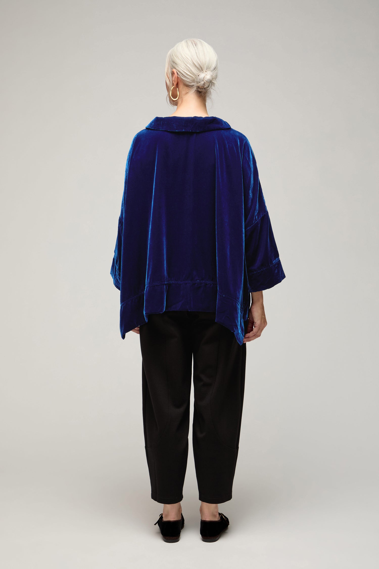 Button Detail Boxy Velvet Top