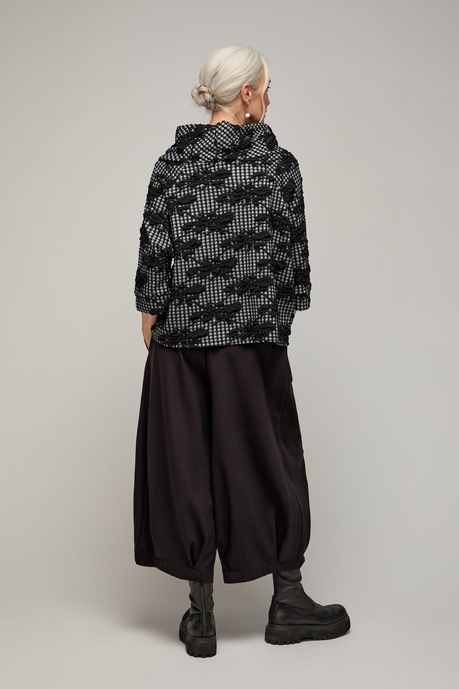 Gingham Flower Soft Cowl Top