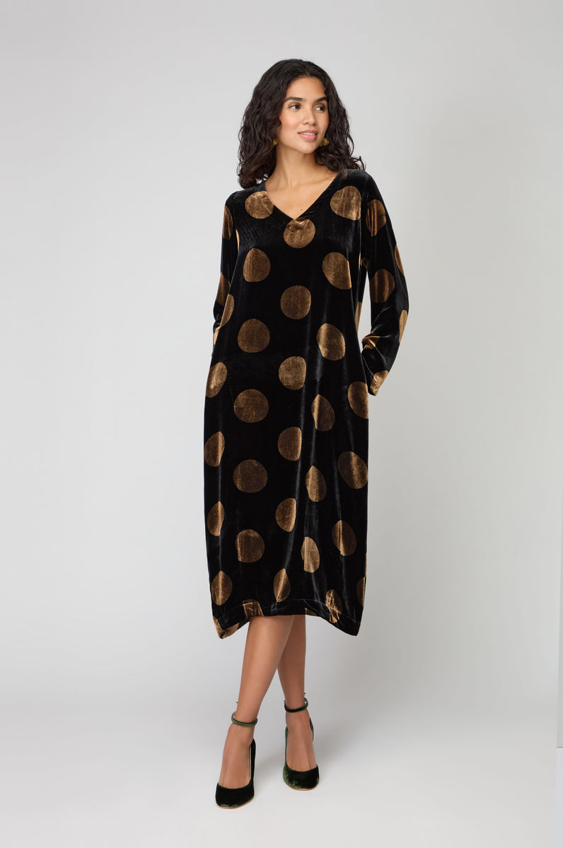 Silk Velvet Spot Bubble Dress – Sahara