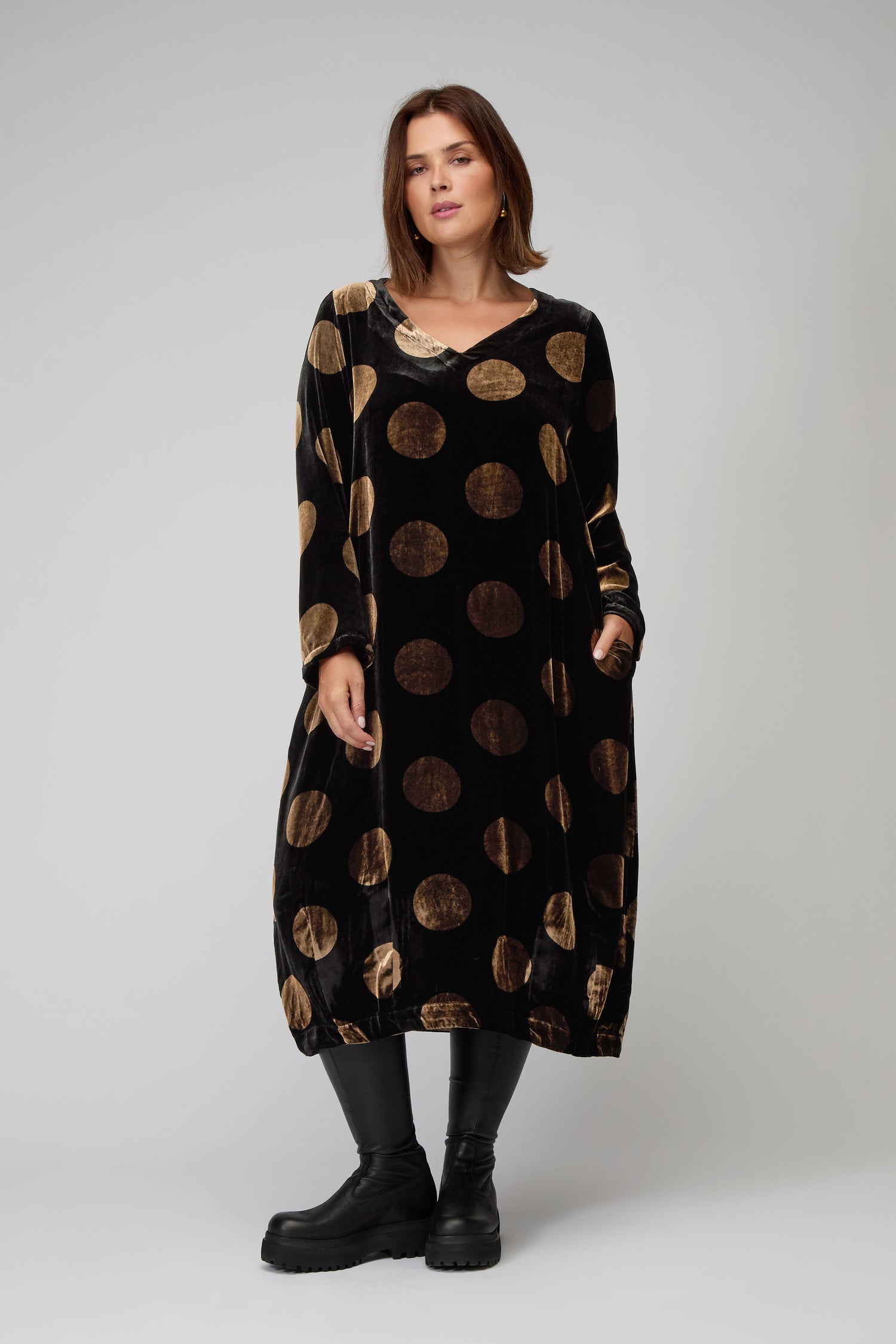 Silk Velvet Spot Bubble Dress