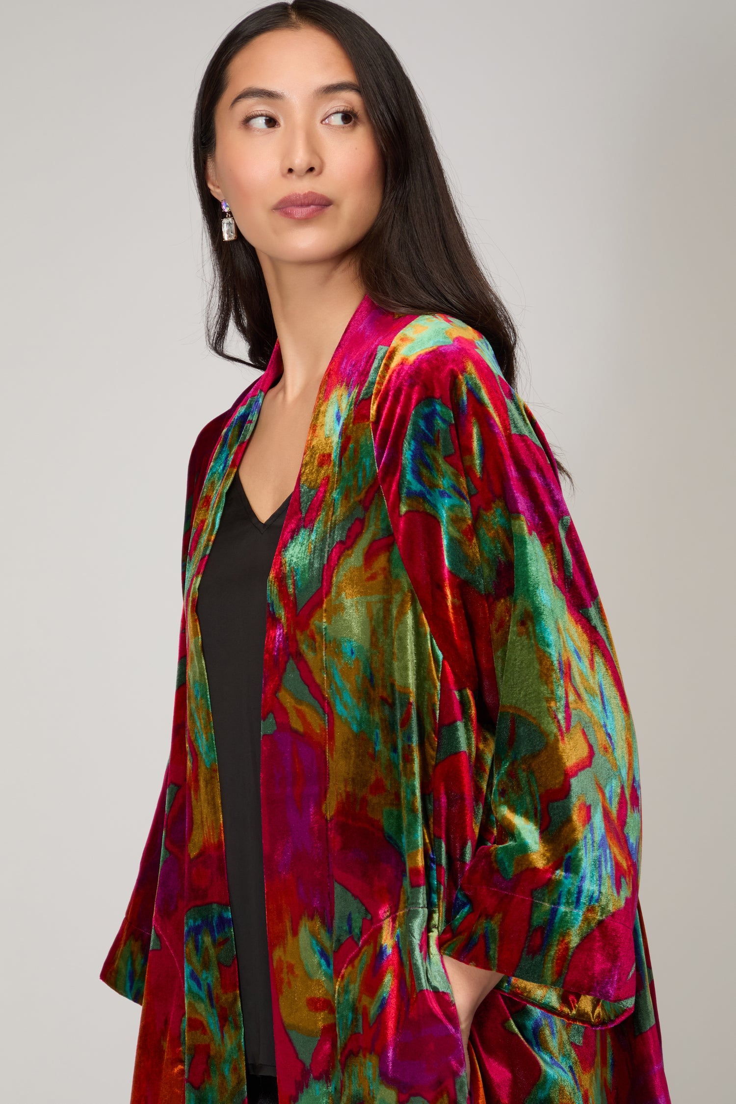 Velvet Blurred Botanicals Kimono