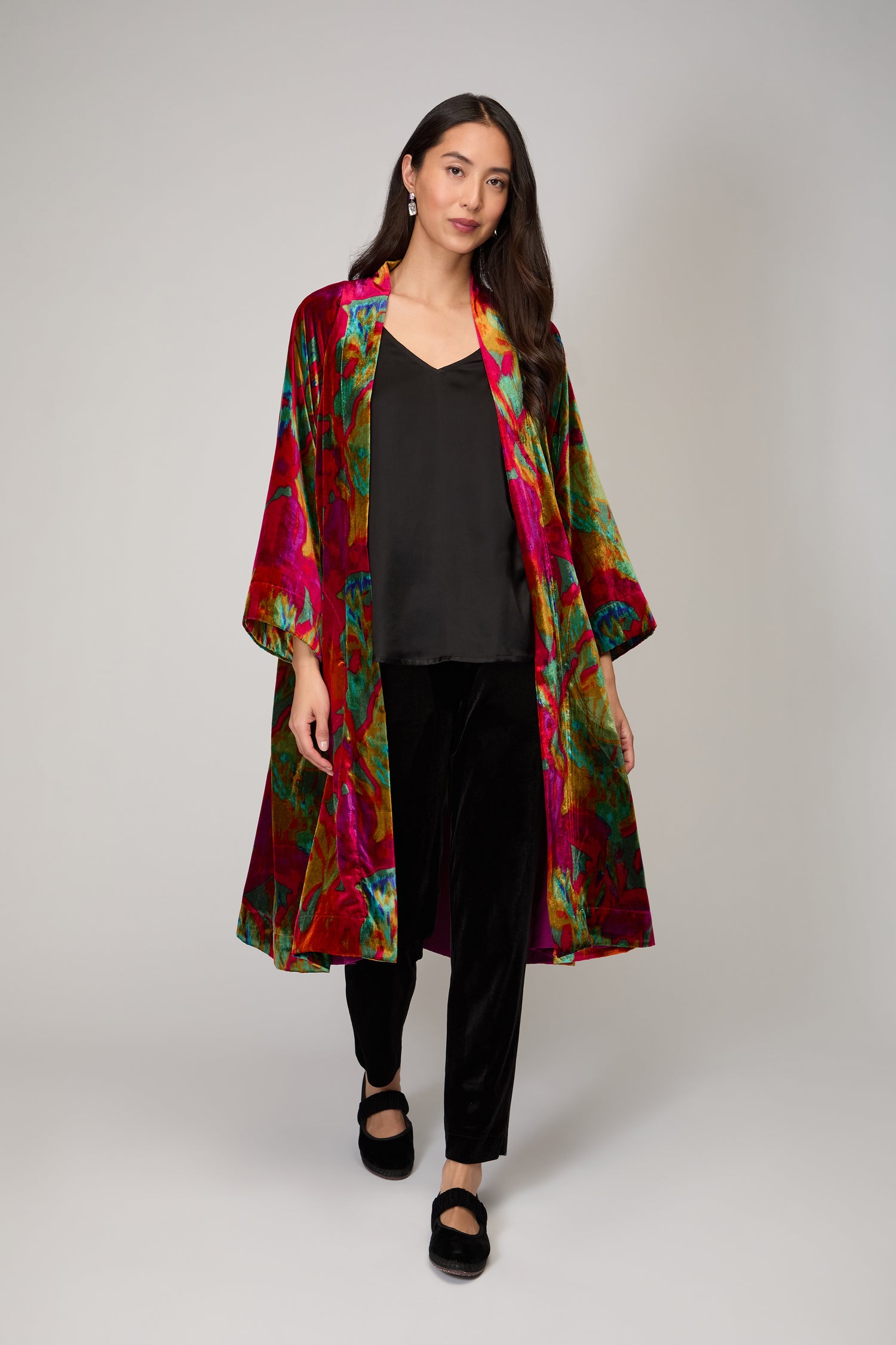 Velvet Blurred Botanicals Kimono