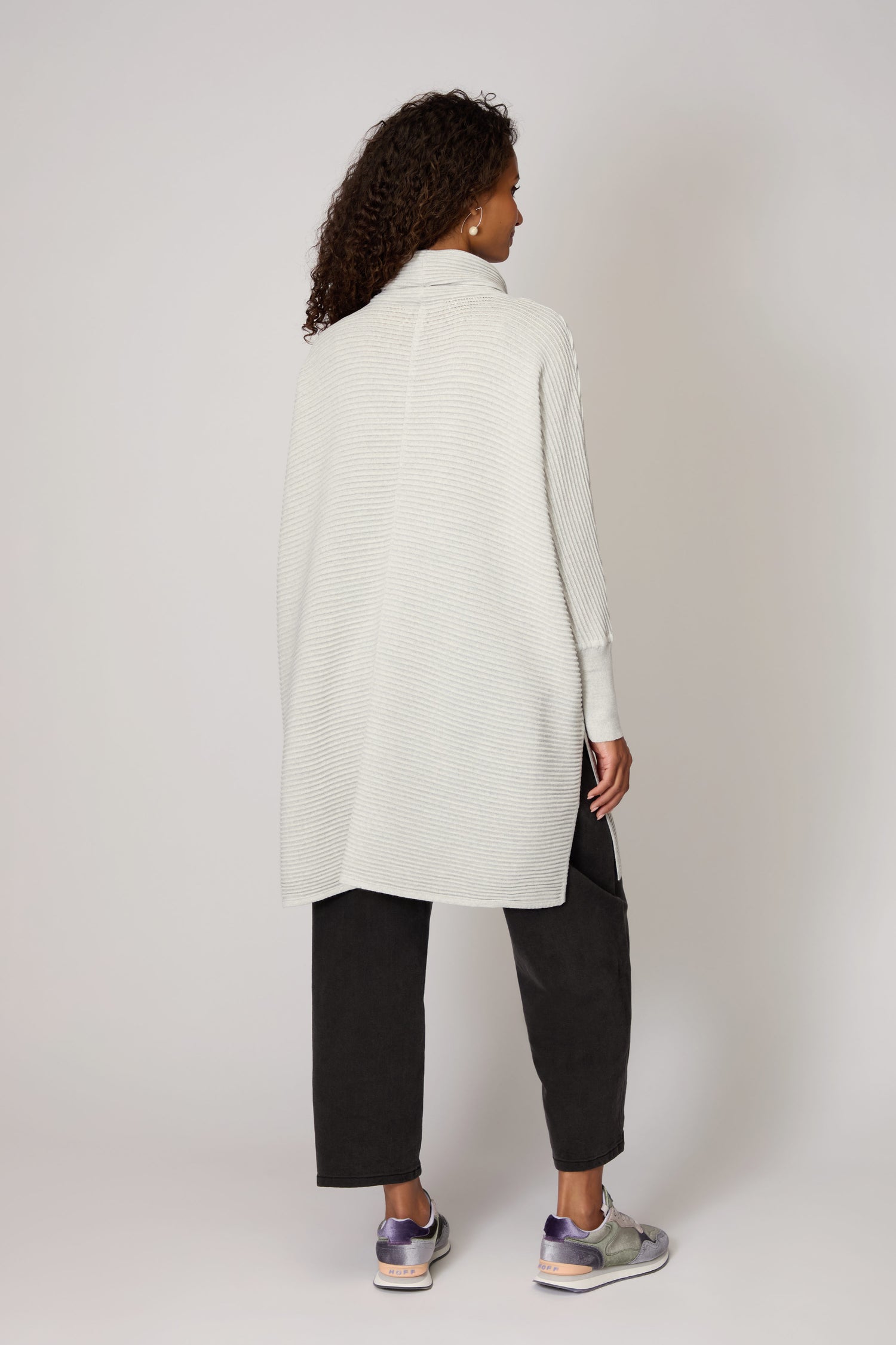 Ribbed Merino Silver Roll Neck Tunic