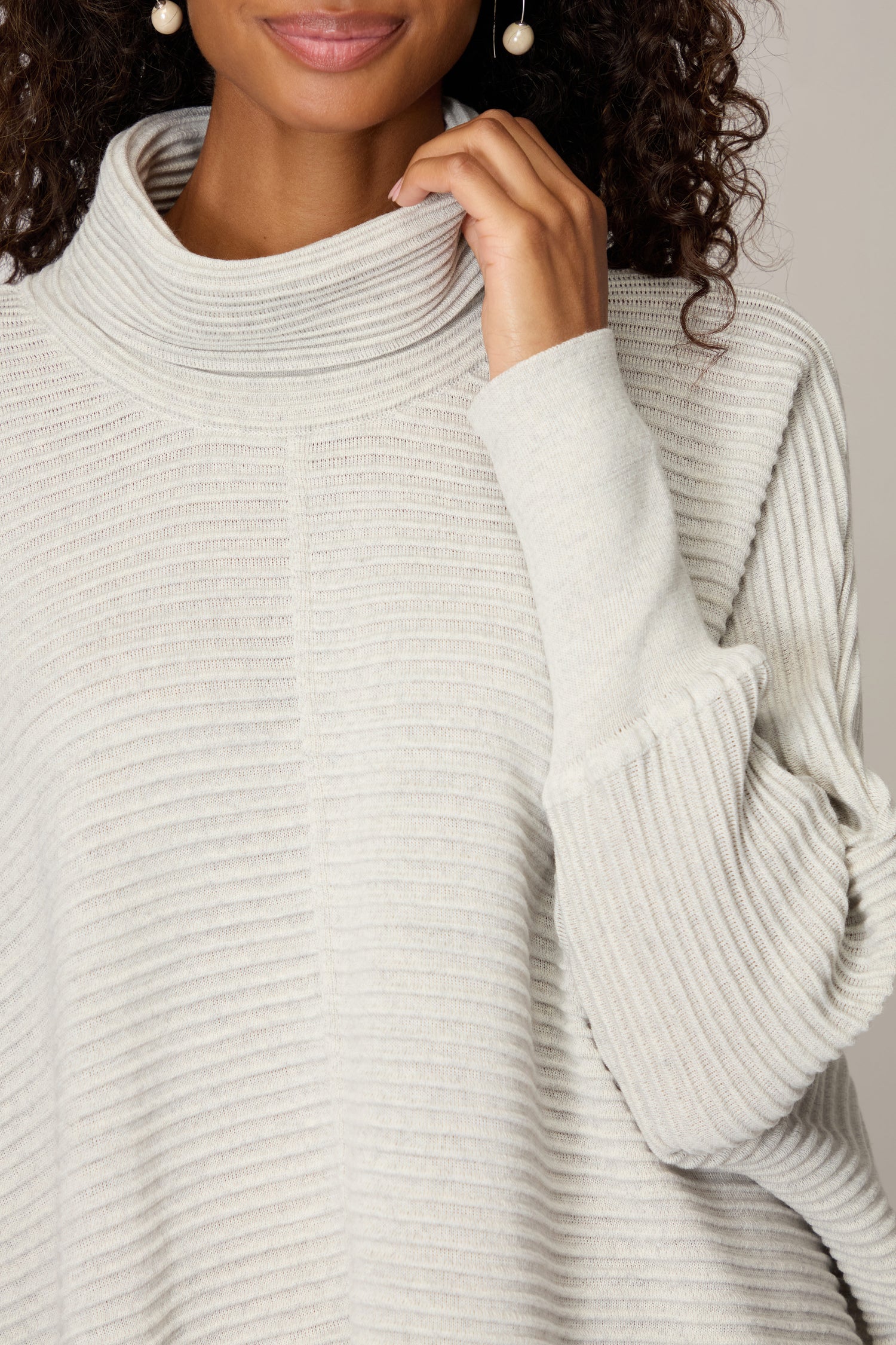 Ribbed Merino Silver Roll Neck Tunic