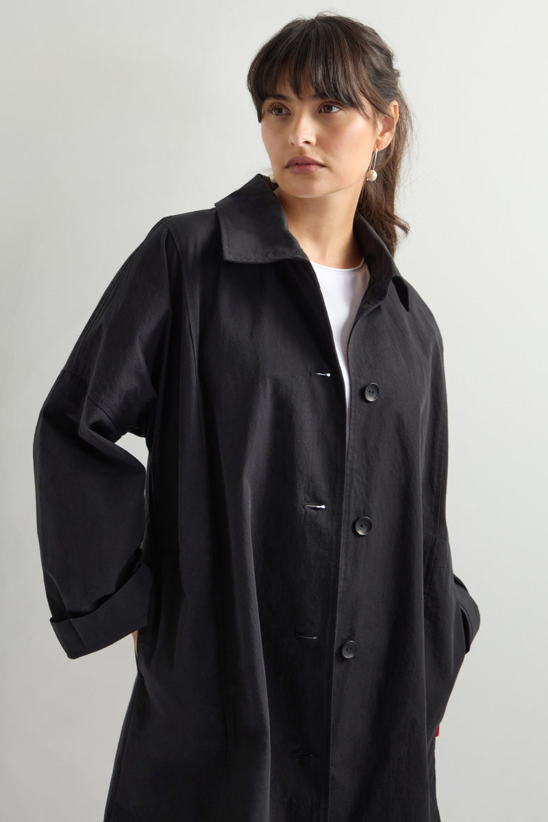 Collared Flared Raincoat – Sahara