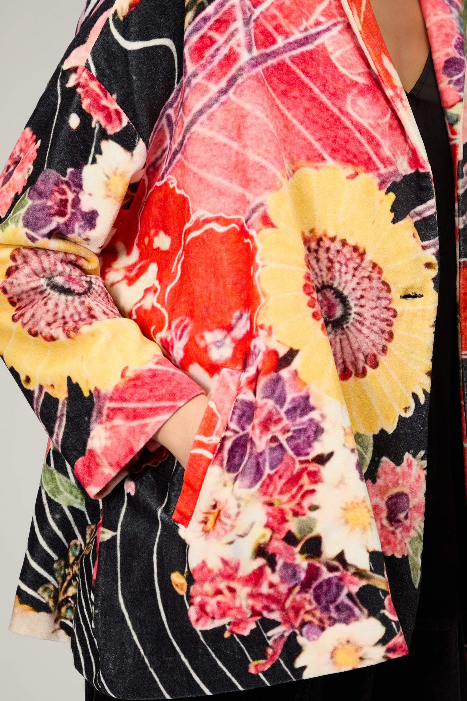 Abstract Poppy Velvet Jacket