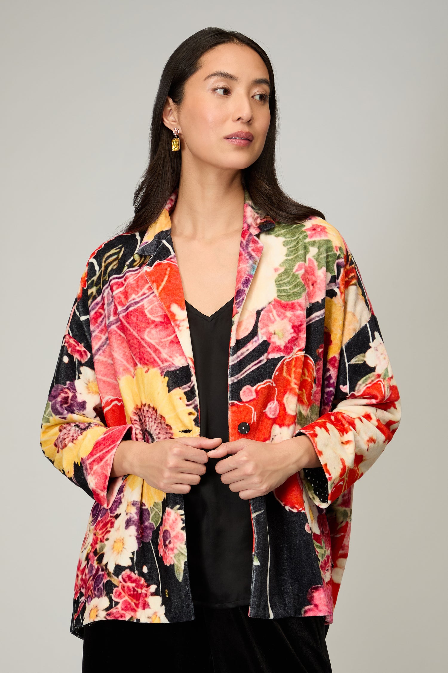 Abstract Poppy Velvet Jacket
