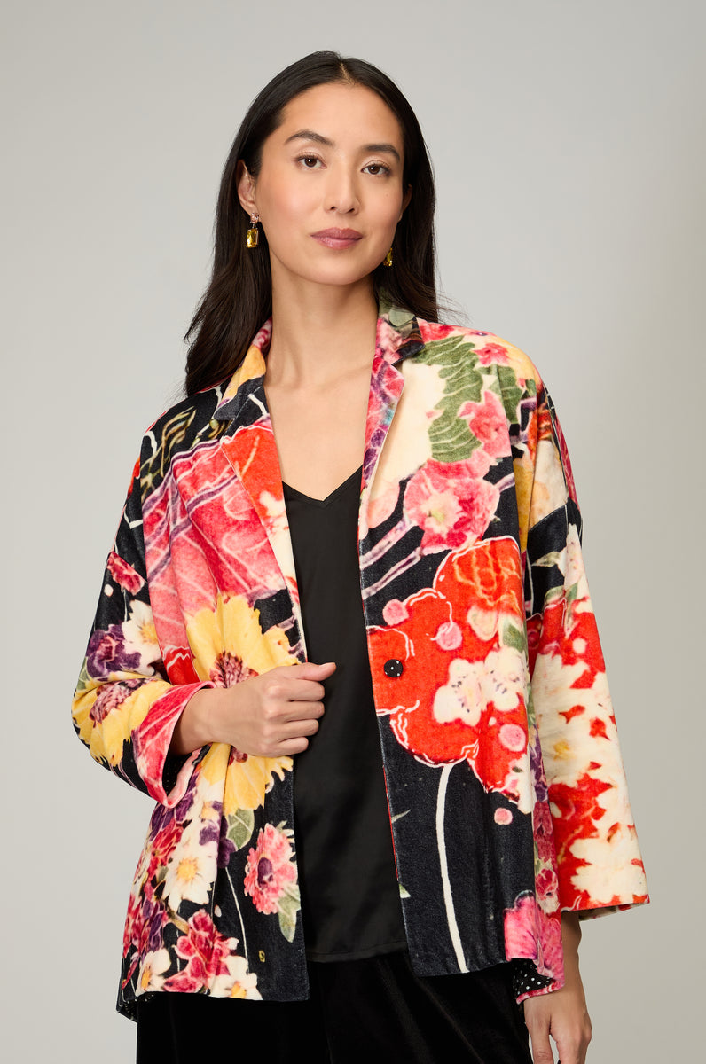 Abstract Poppy Velvet Jacket – Sahara