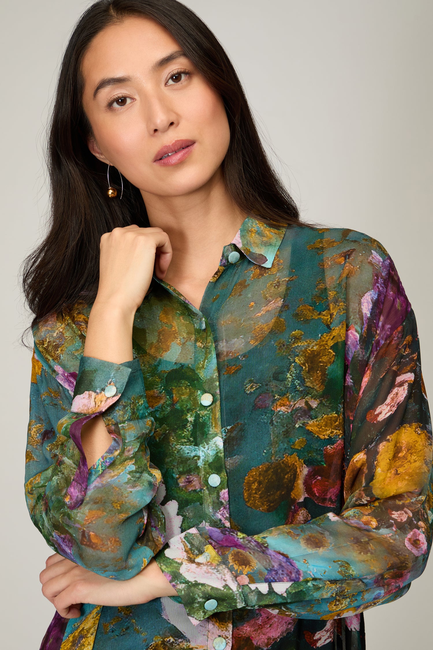 Painted Lilacs Chiffon Shirt