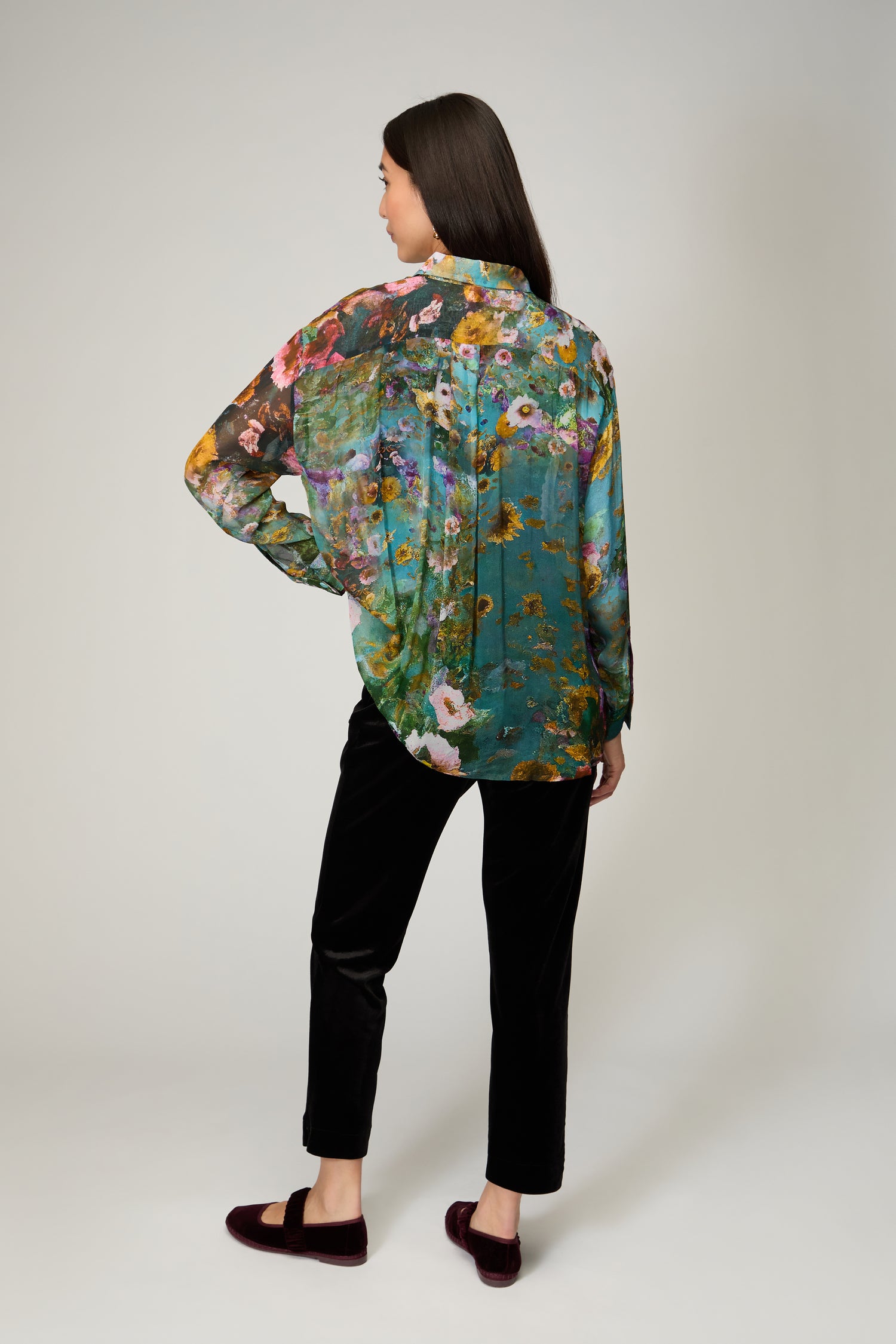 Painted Lilacs Chiffon Shirt