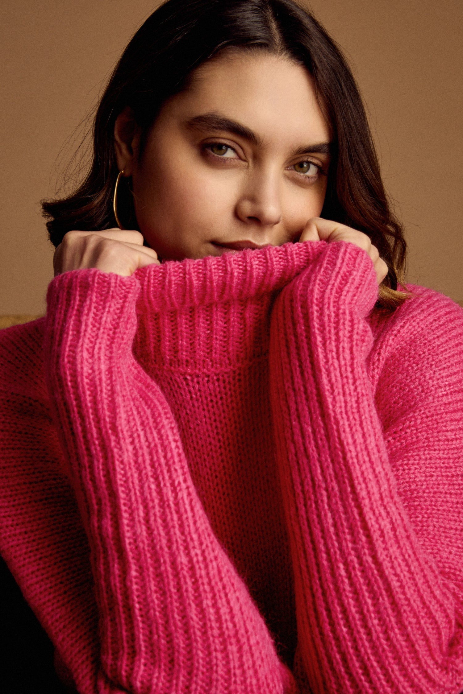 Pink Wool Mix Poncho