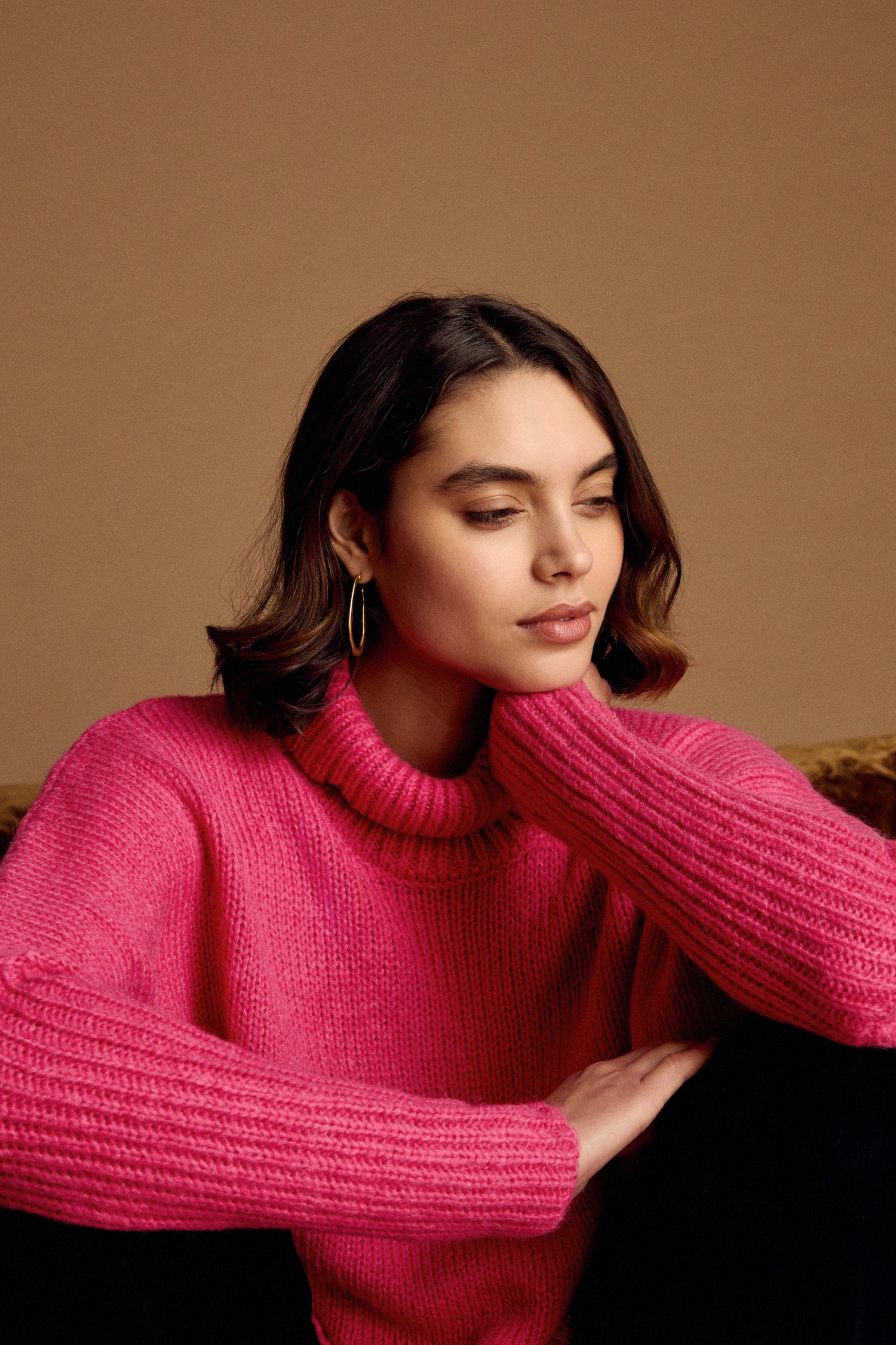 Pink Wool Mix Poncho