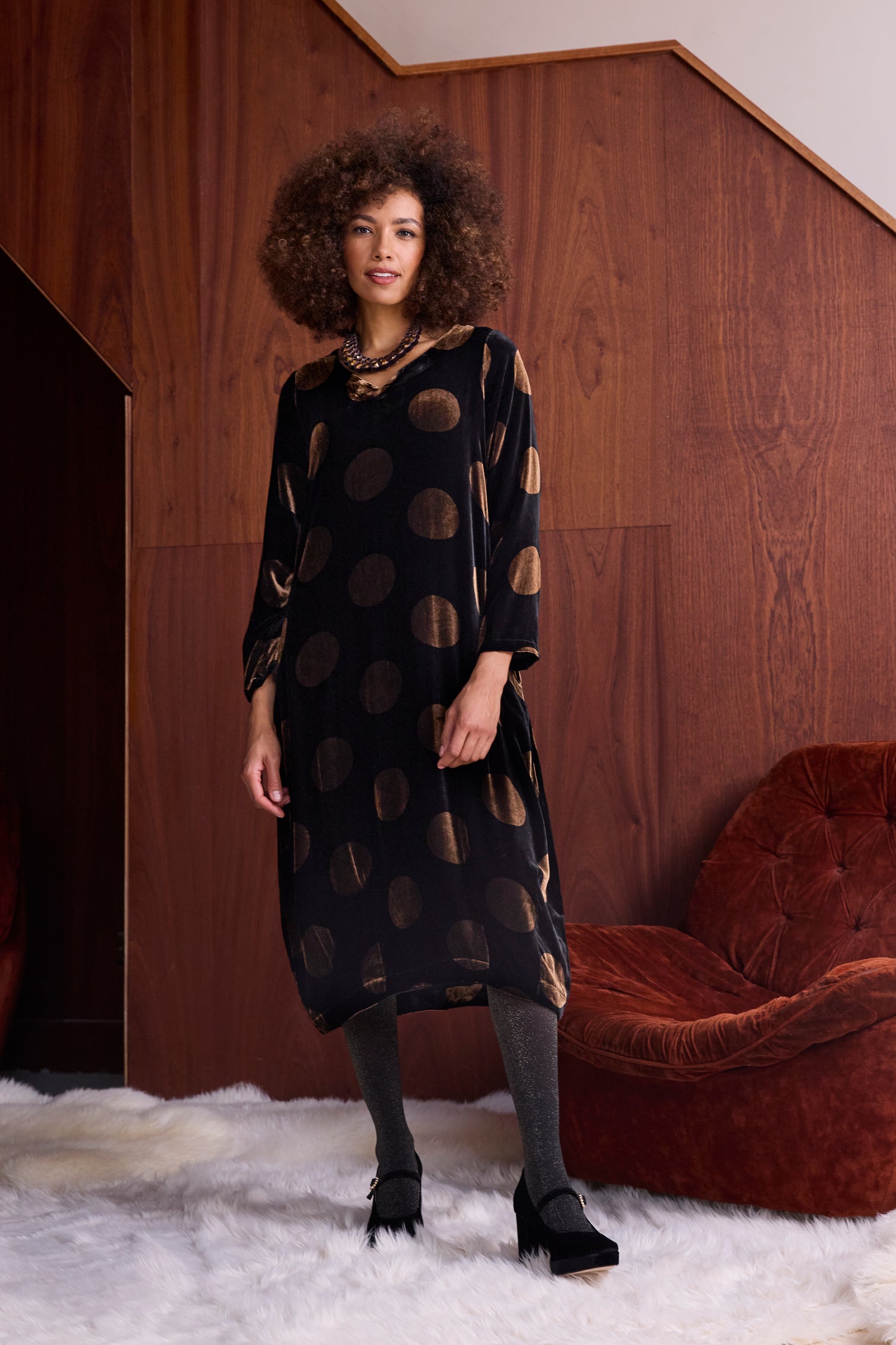 Silk Velvet Spot Bubble Dress