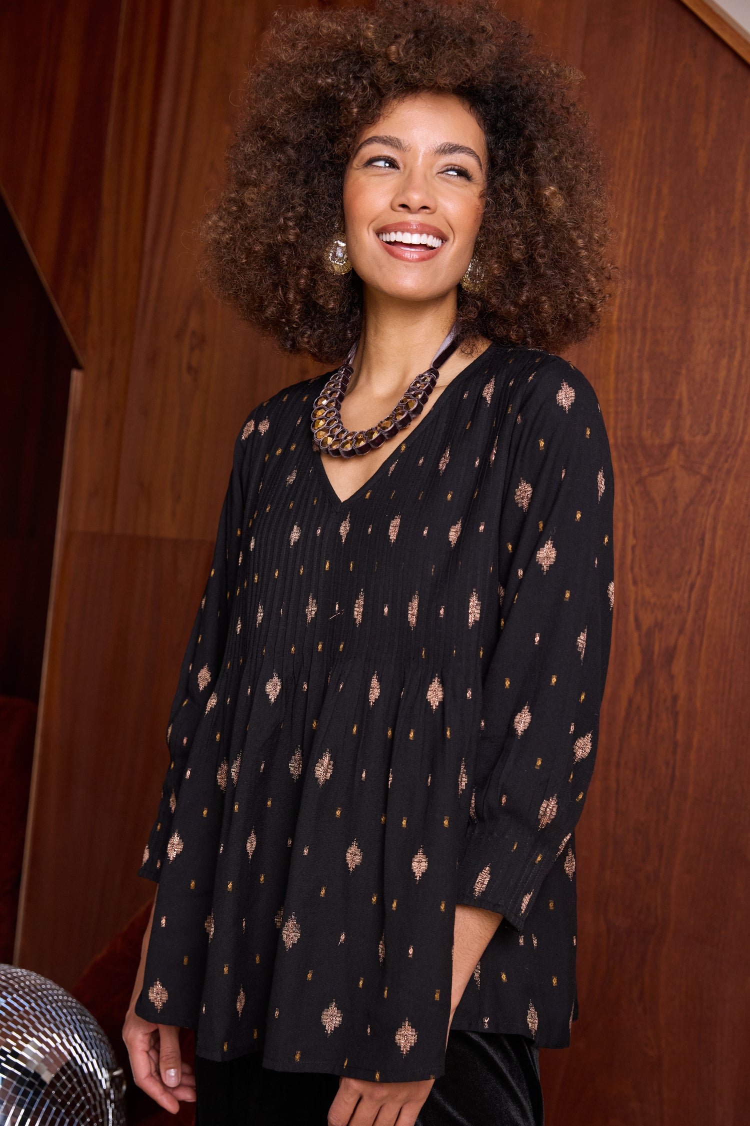 Diamond Lurex Pleated Tunic