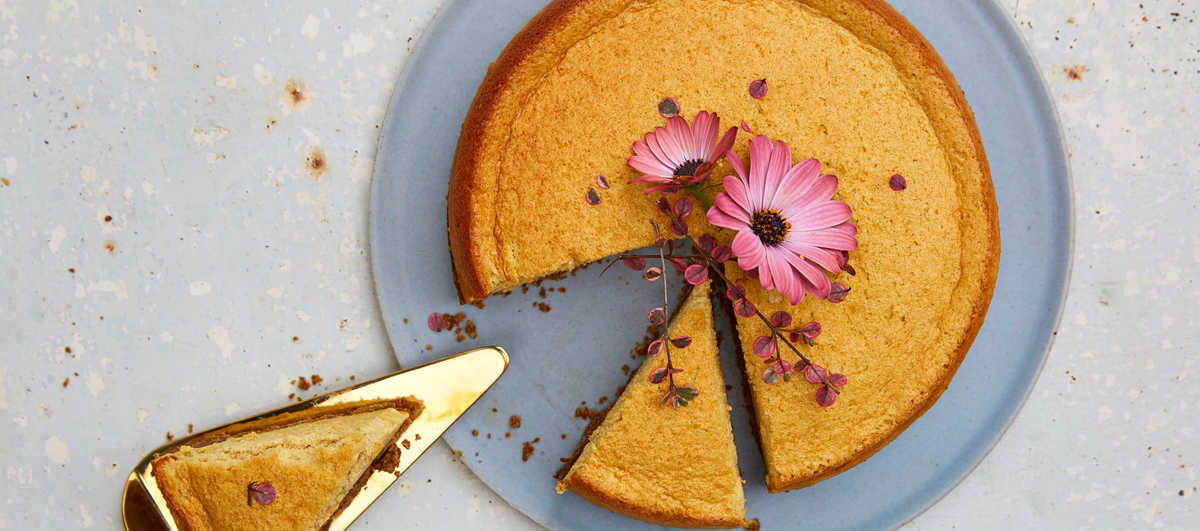Saffron Cardamom Cottage Cheesecake with a Millionaire Crust by Jasmin ...
