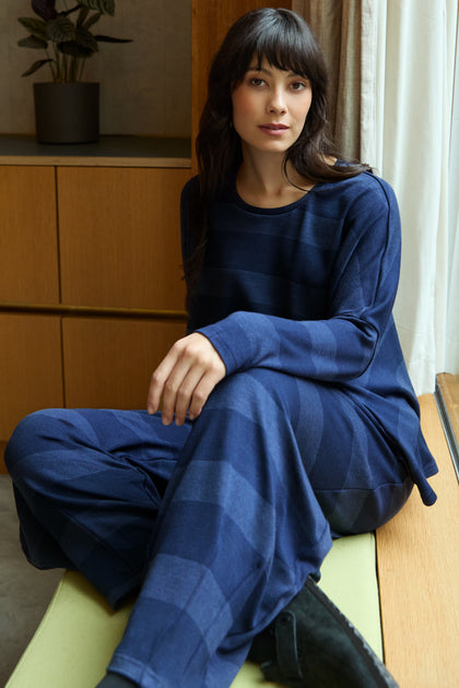 Soft Viscose Jersey Stripe Bubble Trouser