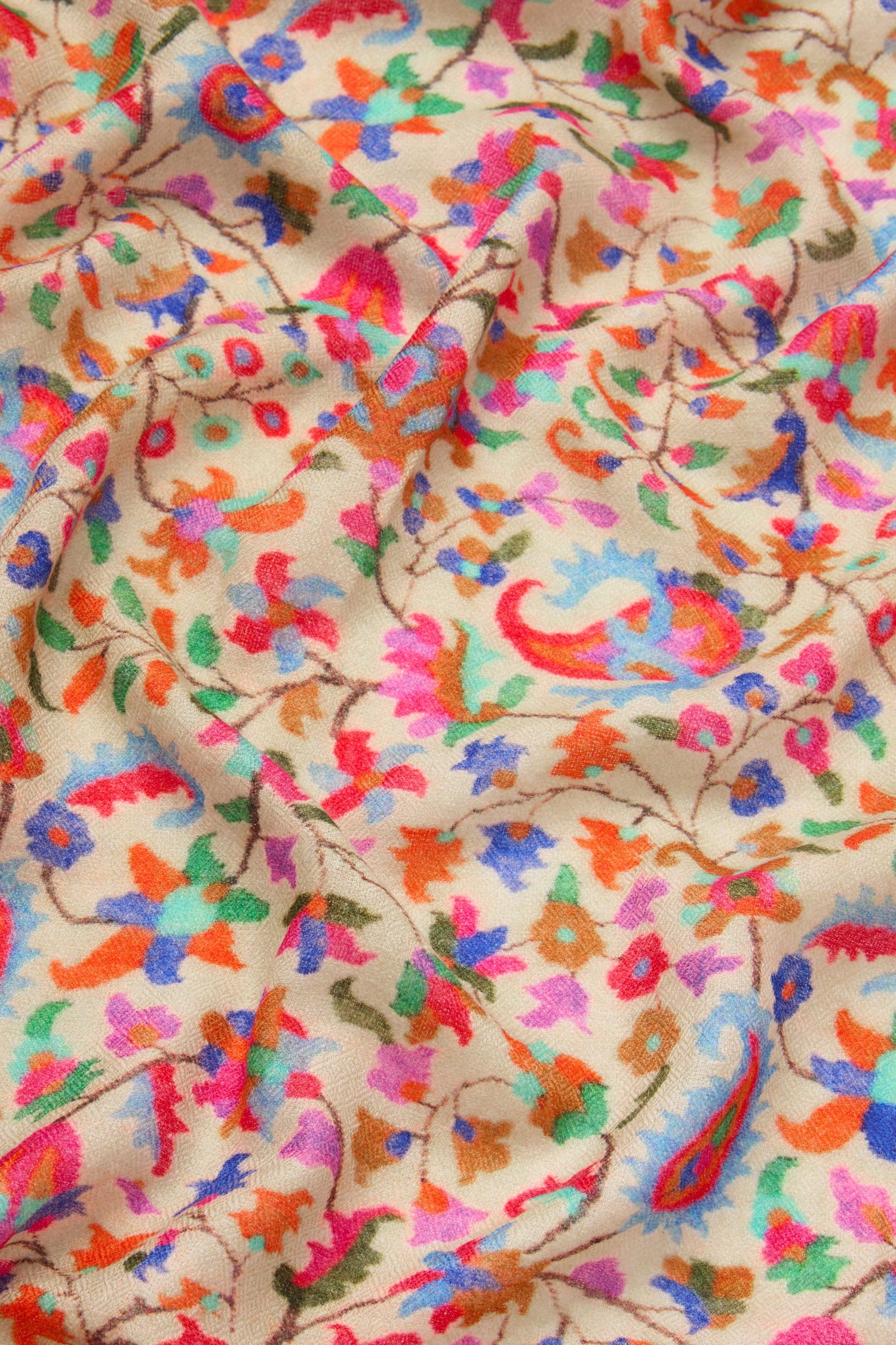 A close up of an Antique Floral Woollen Scarf.