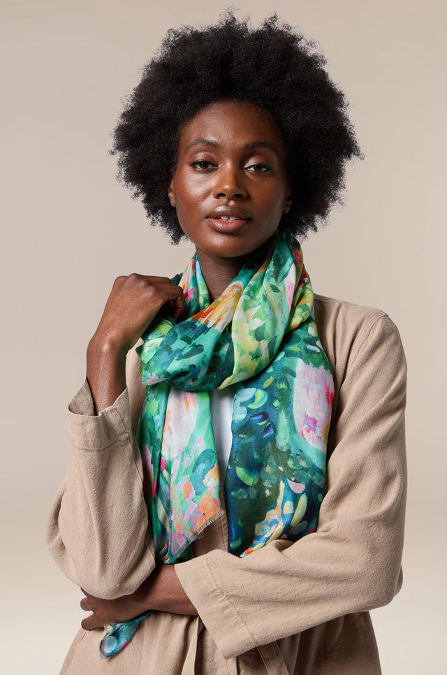Monet's Garden Modal Silk Scarf – Sahara