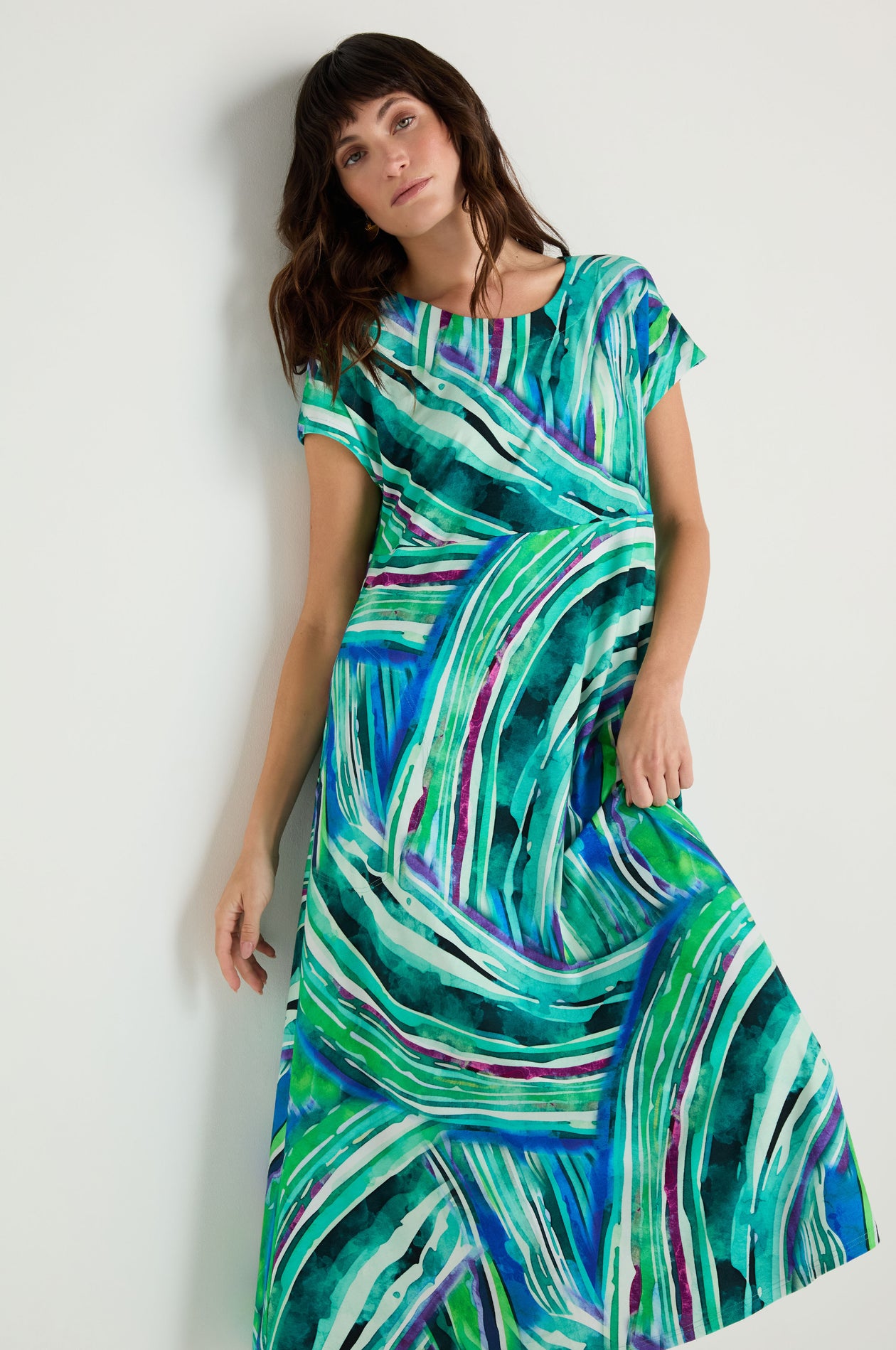 Blurred Lines Swing Dress Green/Multi / S