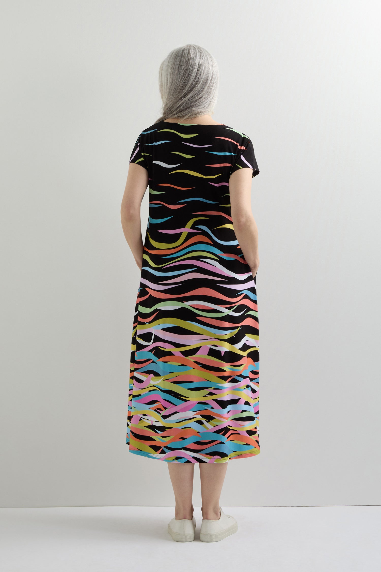 Streamer Print Jersey Dress