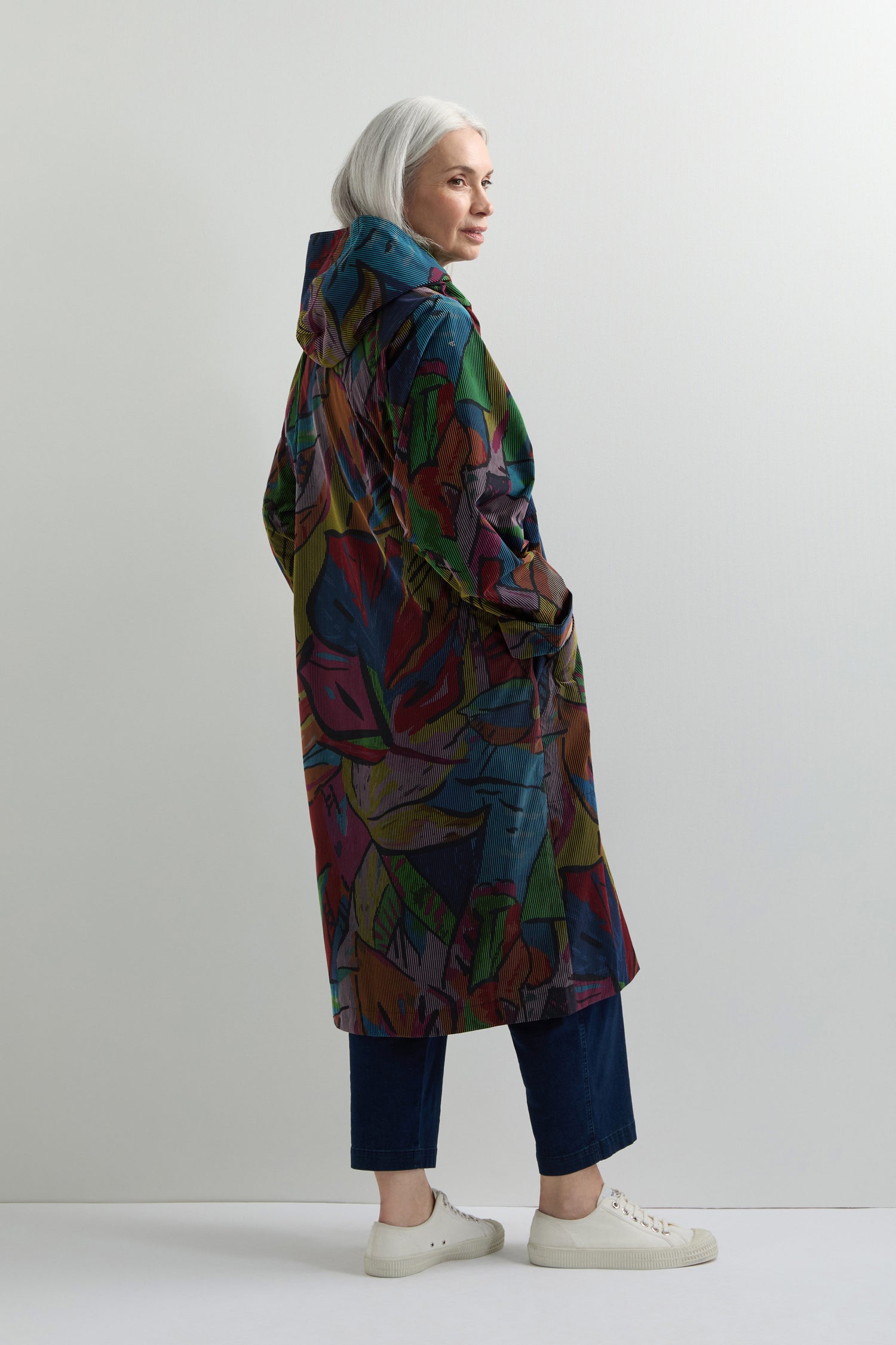 Abstract Leaf Print Coat