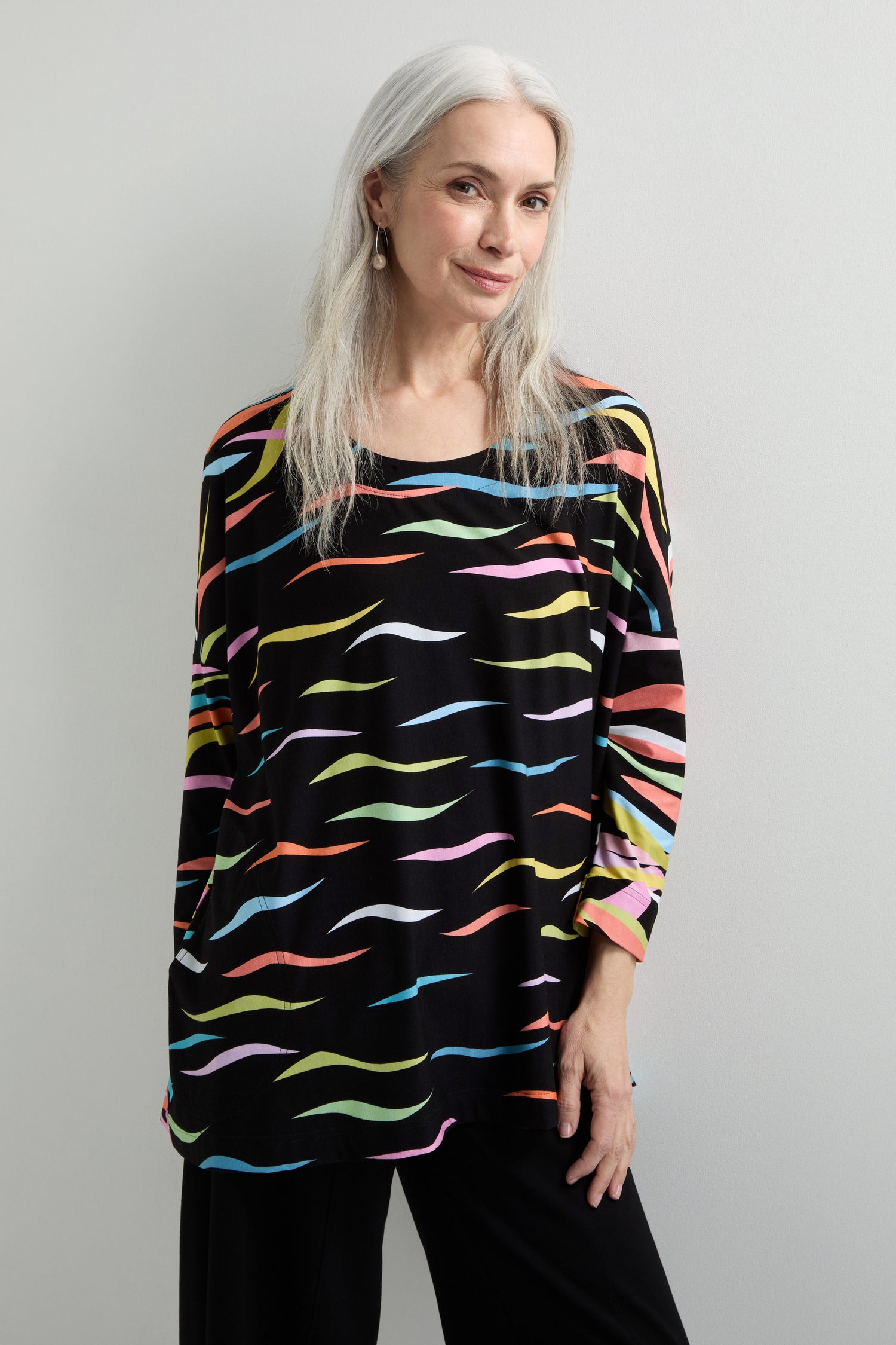 Streamer Print Jersey Tunic