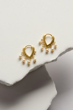 Vermeil Pearl Teardrop Hoops