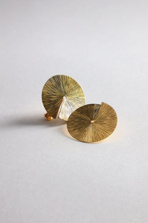 Large Vermeil Lotus Leaf Earrings