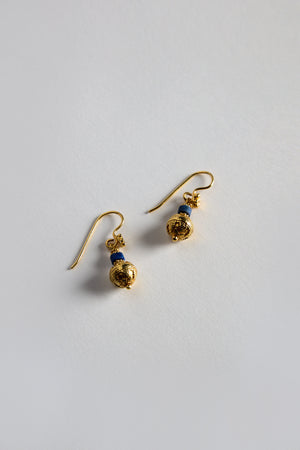 Vermeil Lapis Bead Earrings