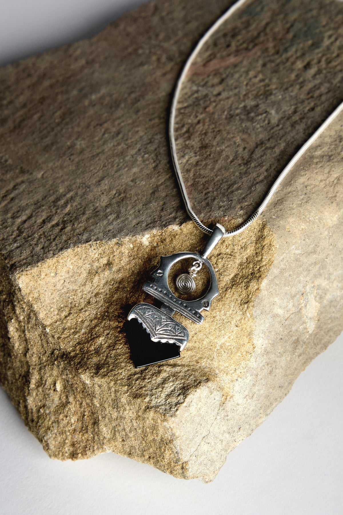 Tuareg Silver and Black Onyx Pendant – Sahara