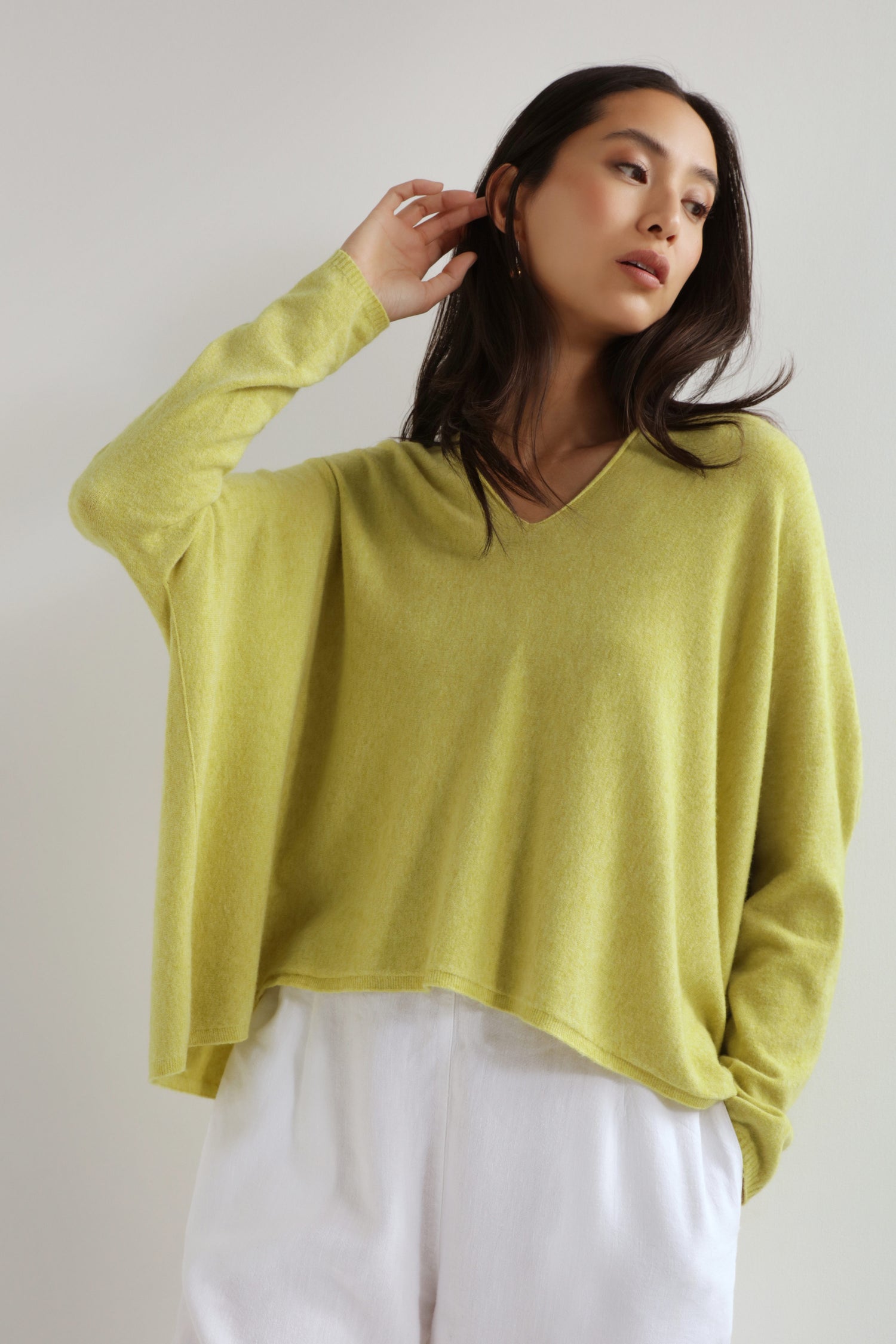 Lime V Neck Boxy Knit