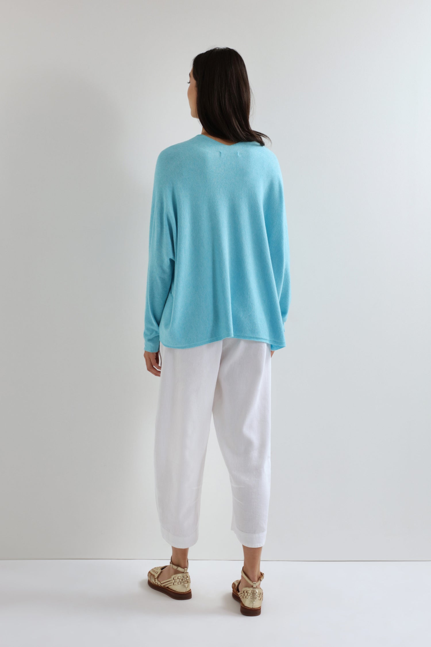Turquoise V Neck Boxy Knit