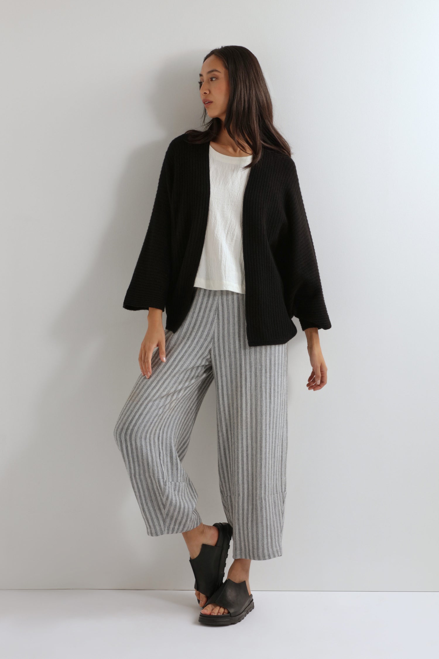 Black Ribbed Batwing Cardi