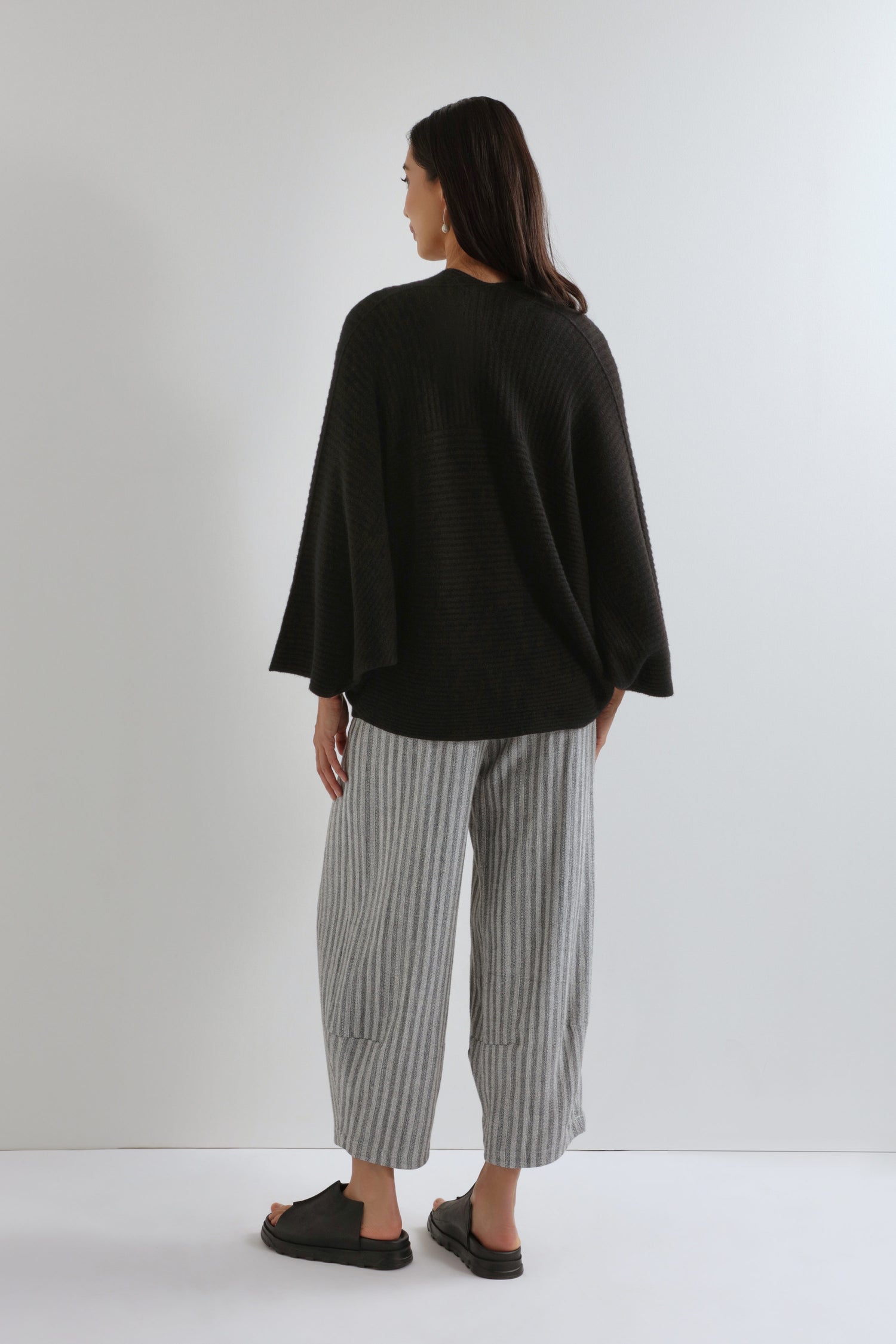 Black Ribbed Batwing Cardi