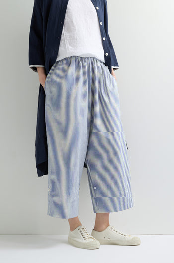 Navy Stripe Turn Up Trouser