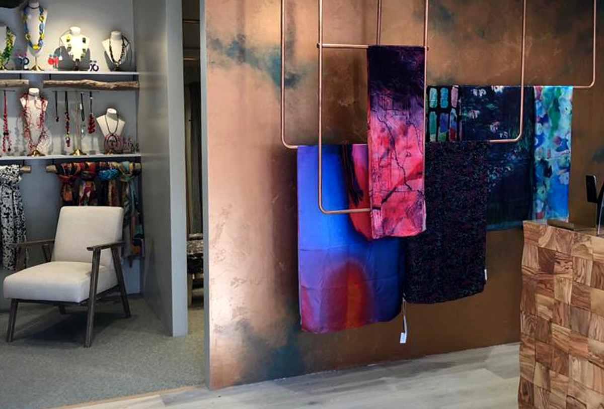 fabric hanging inside a sahara shop