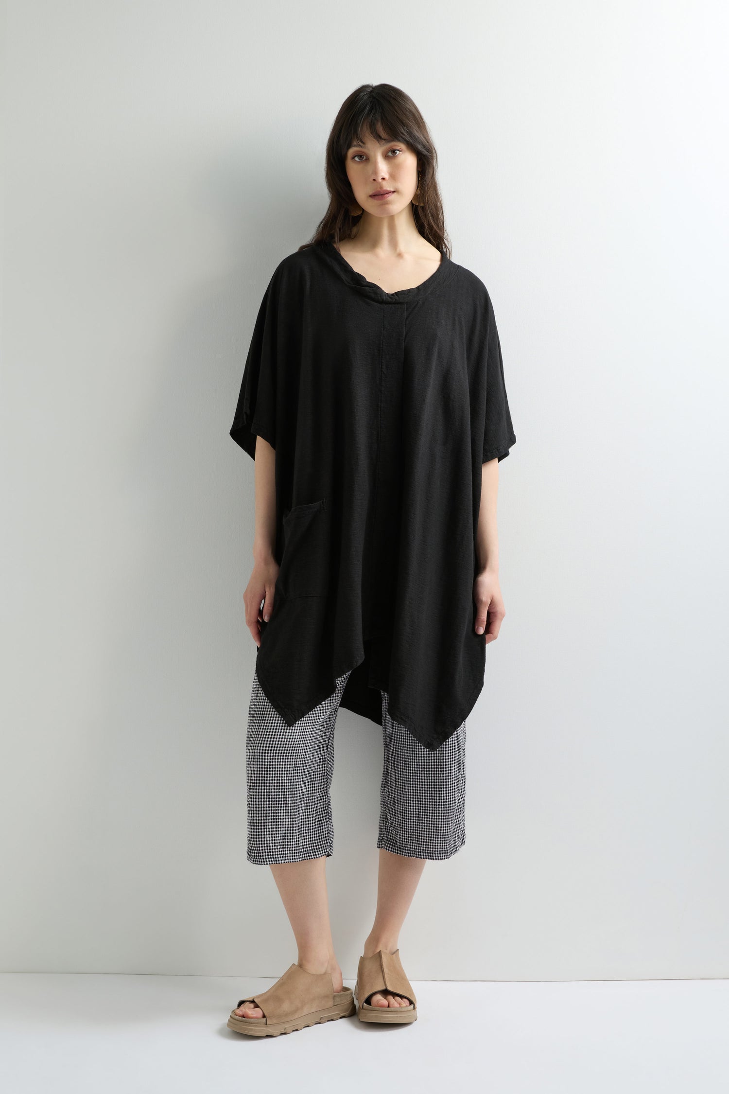 Black Oversize Boxy Pocket Tunic