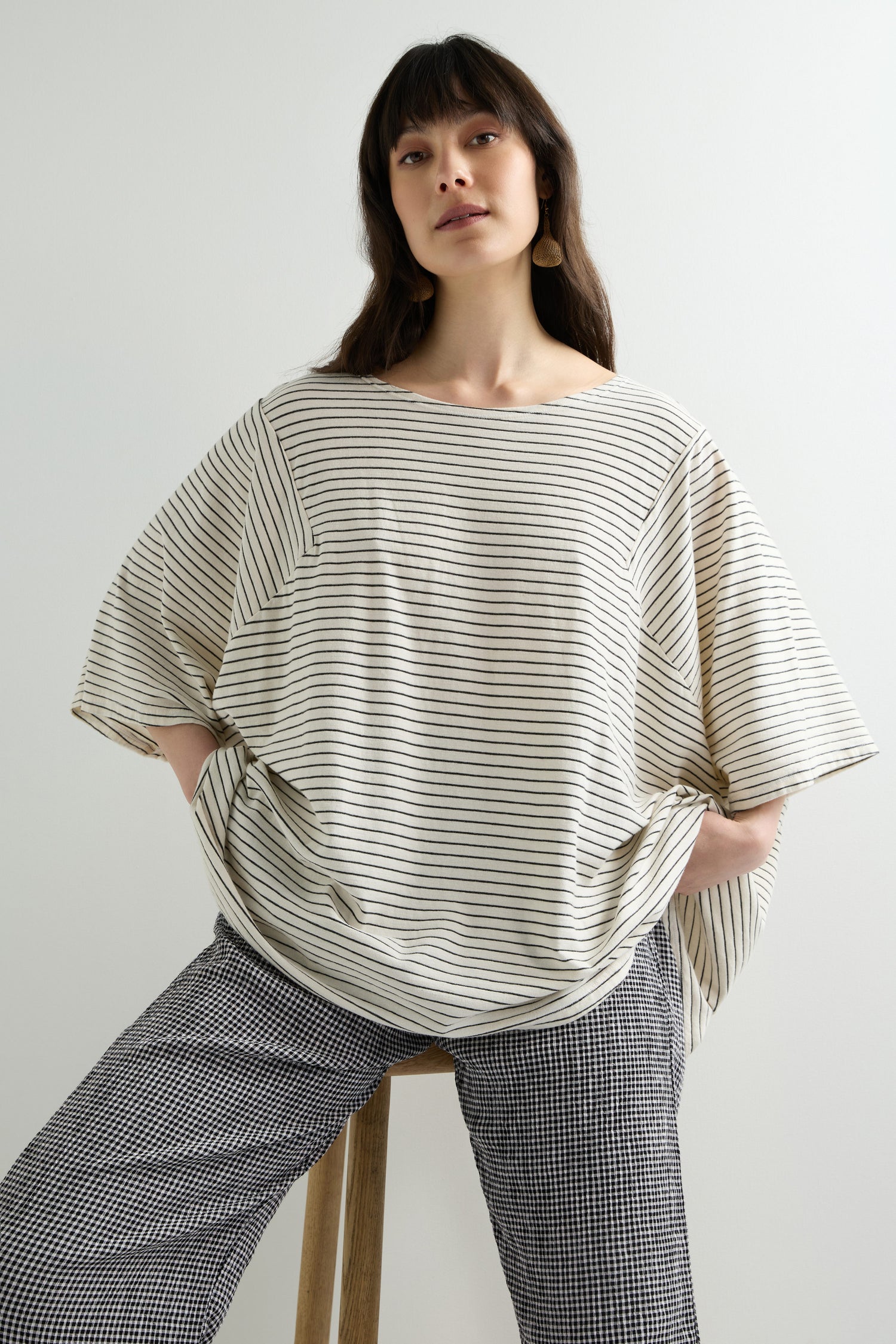 Ecru Boxy Stripe Top