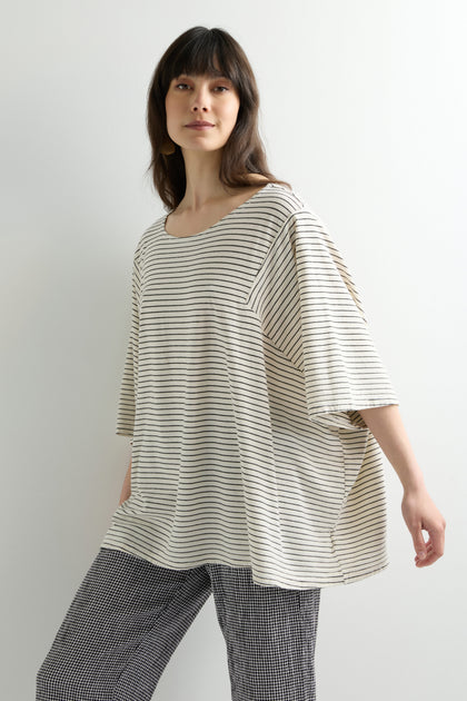Ecru Boxy Stripe Top