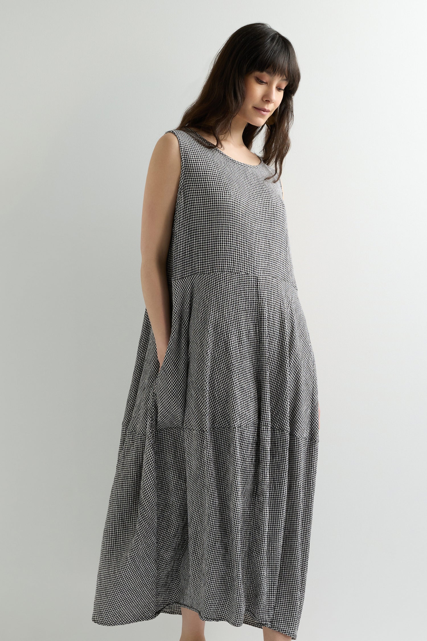 Check Bubble Sleeveless Dress