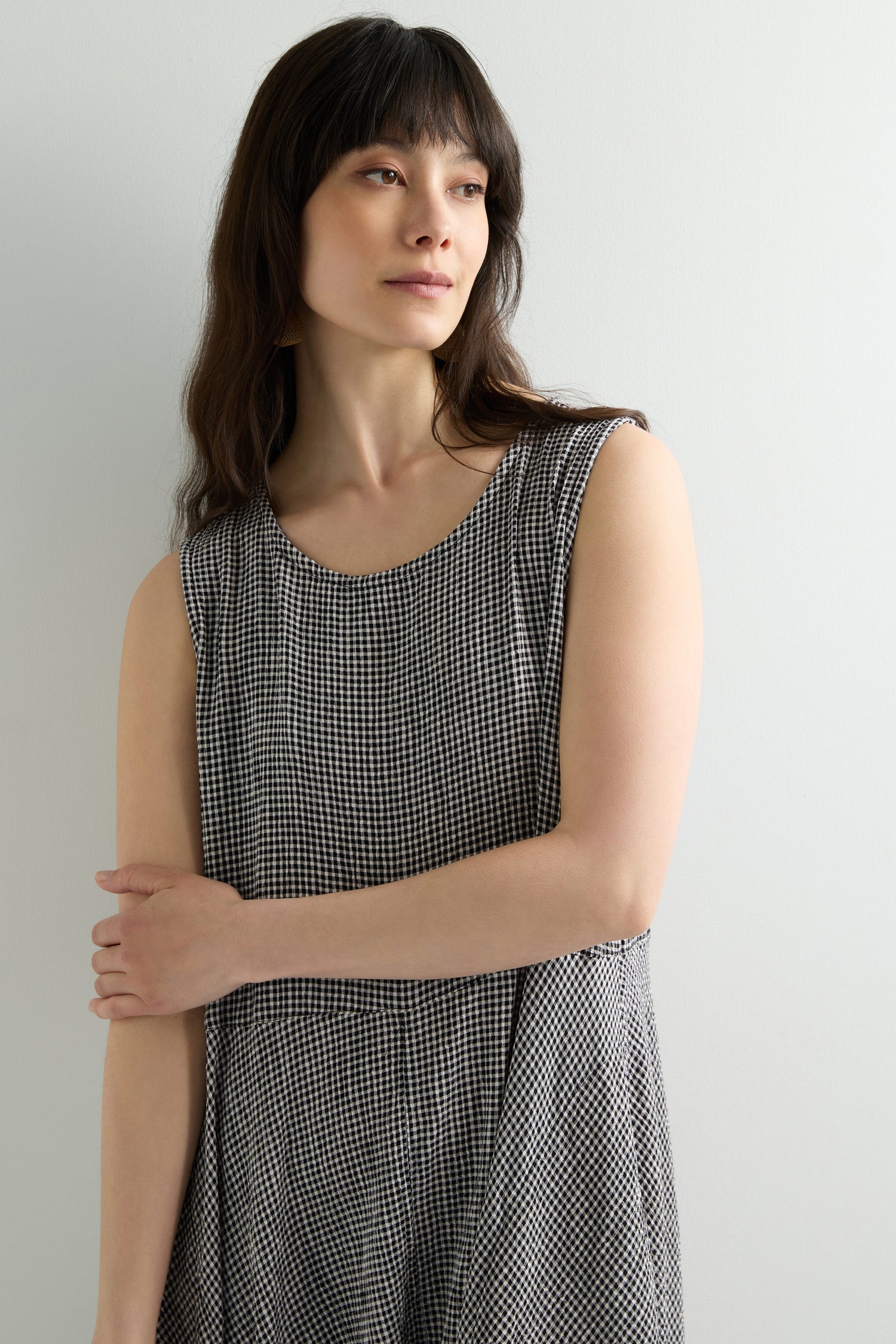 Check Bubble Sleeveless Dress