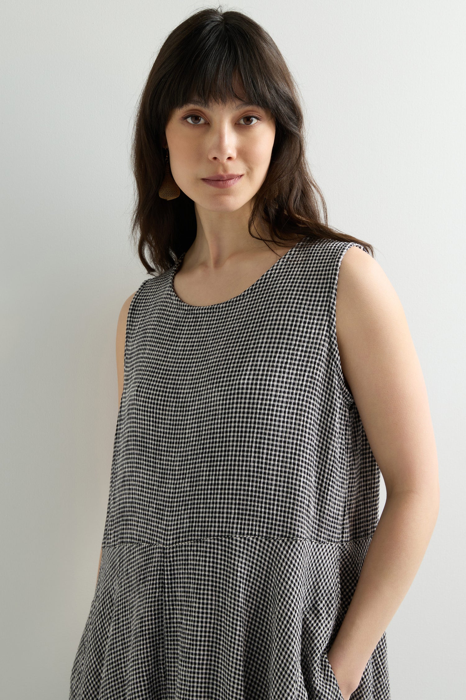 Check Bubble Sleeveless Dress