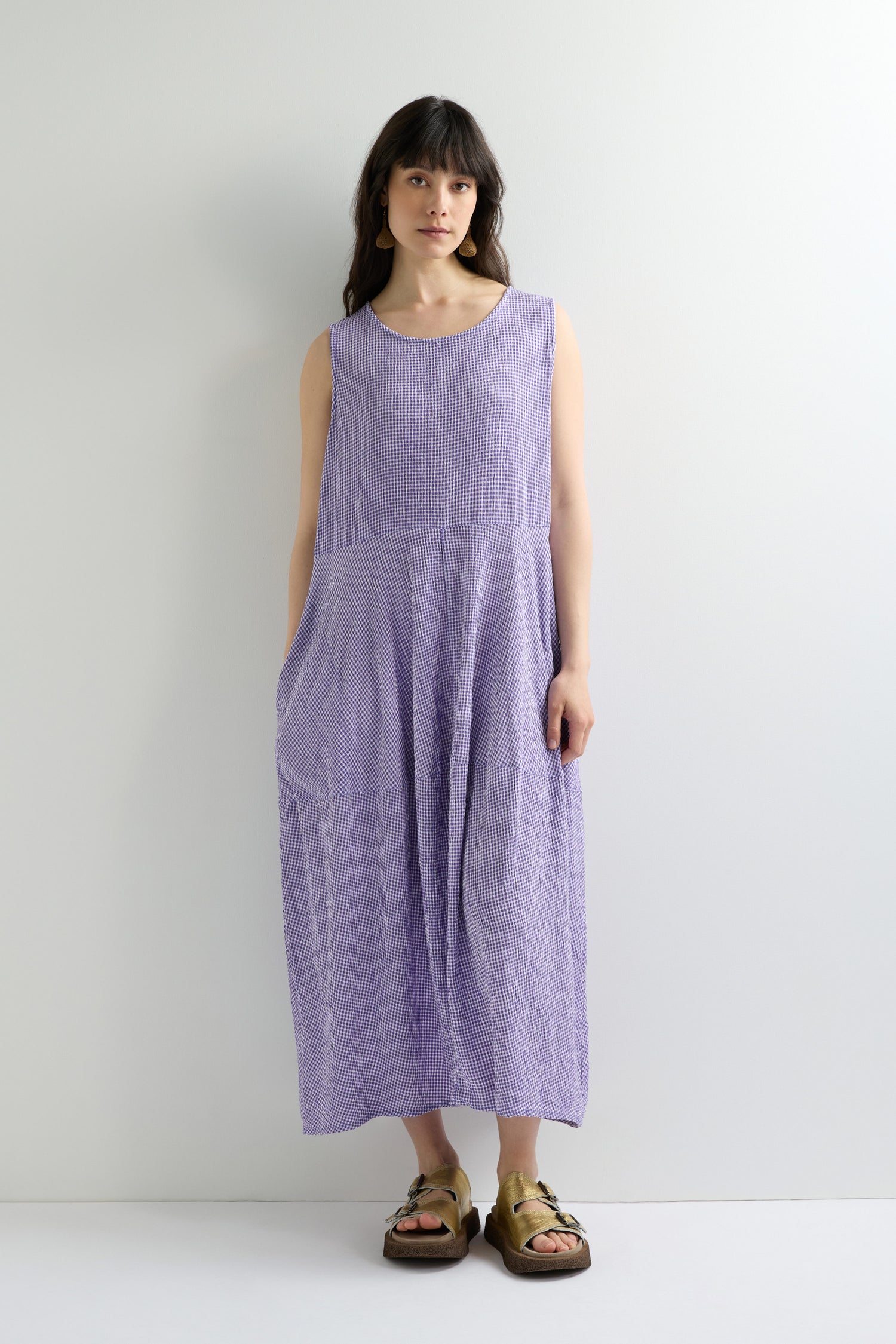 Check Bubble Sleeveless Dress