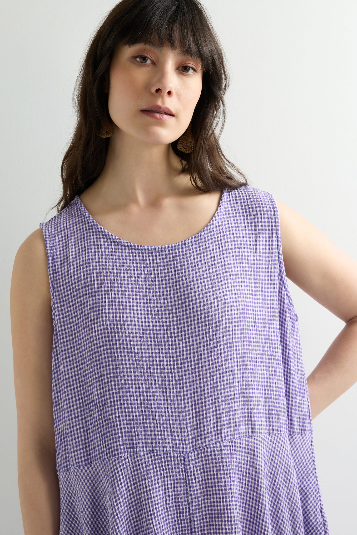 Check Bubble Sleeveless Dress