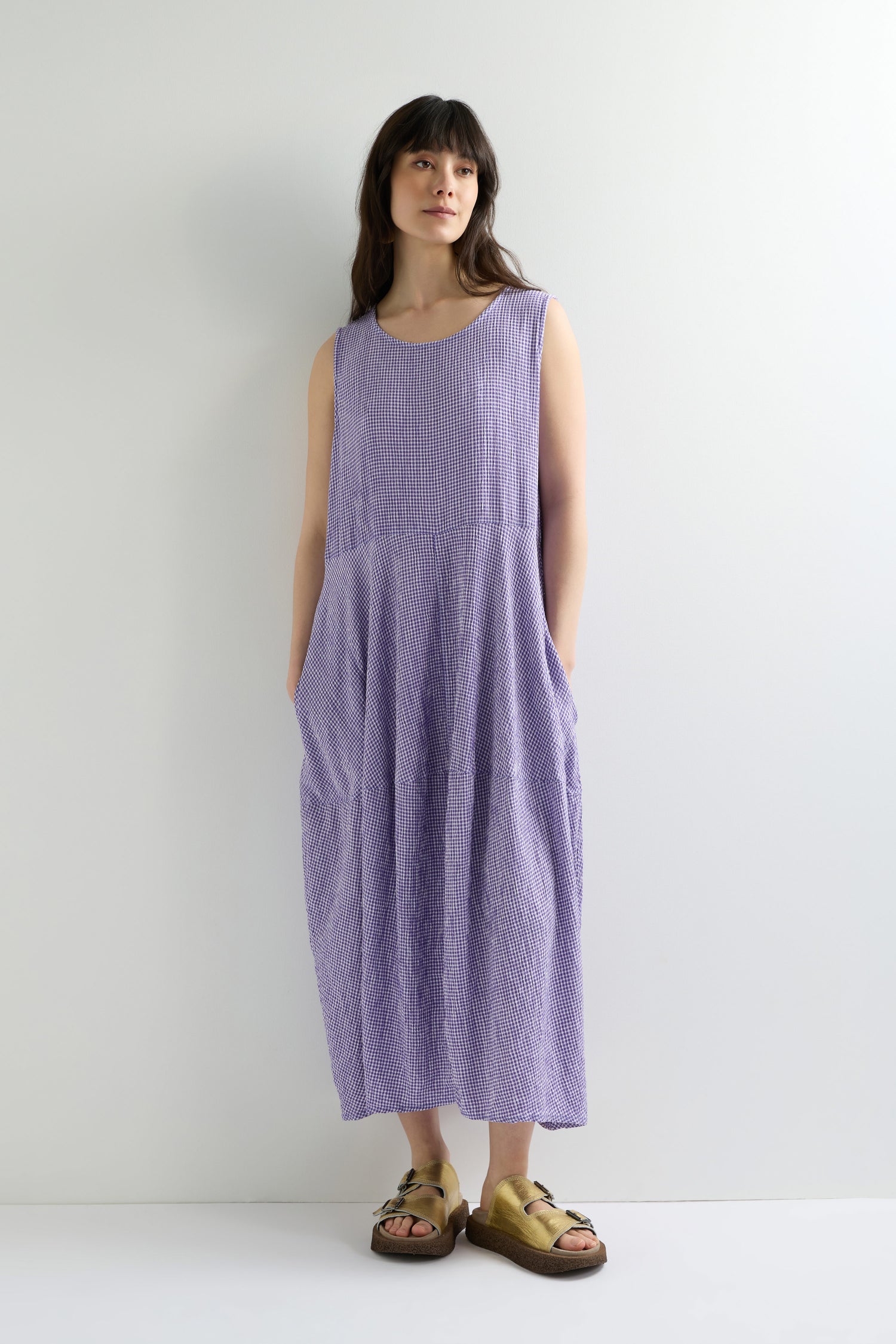 Check Bubble Sleeveless Dress